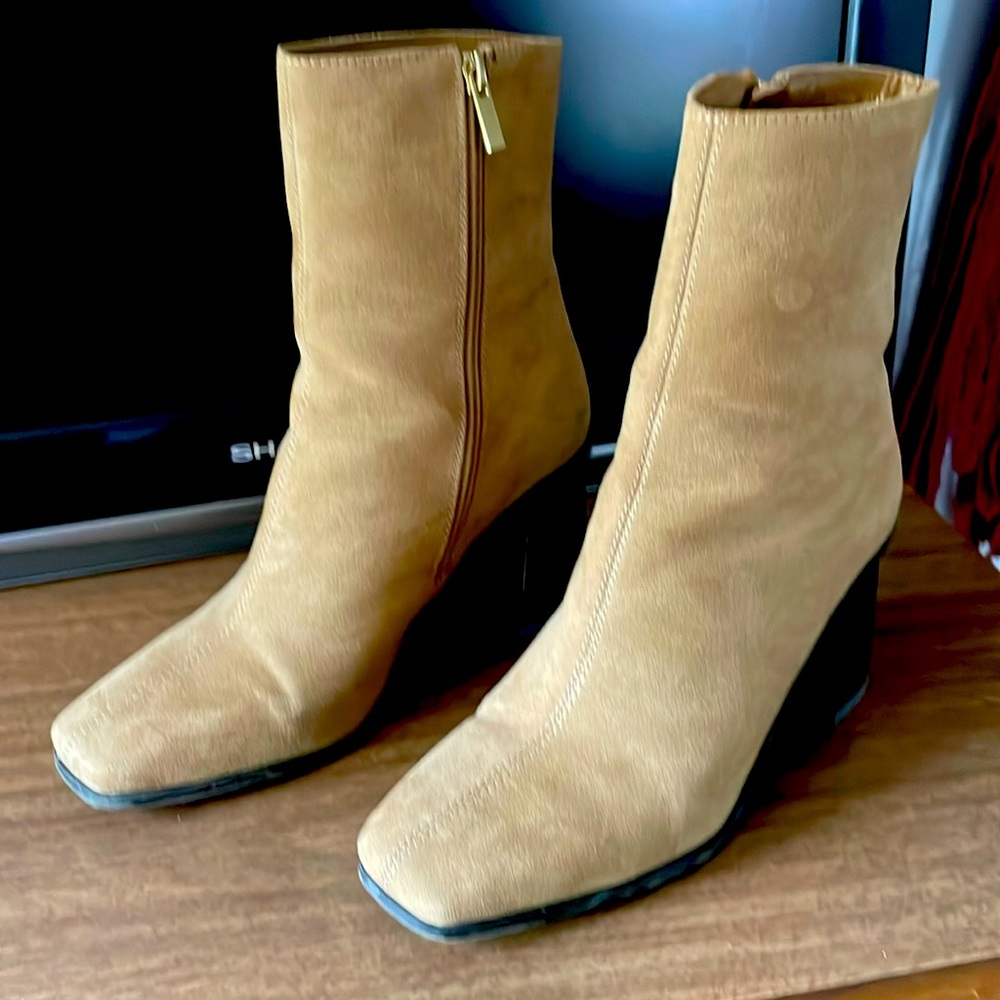 Suede ankle high boots